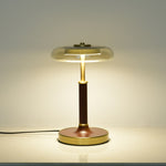 Ovalo Table Lamp with Glass Shade and Walnut Wood Base
