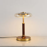 Ovalo Table Lamp with Glass Shade and Walnut Wood Base