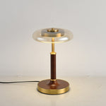 Ovalo Table Lamp with Glass Shade and Walnut Wood Base