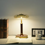 Ovalo Table Lamp with Glass Shade and Walnut Wood Base