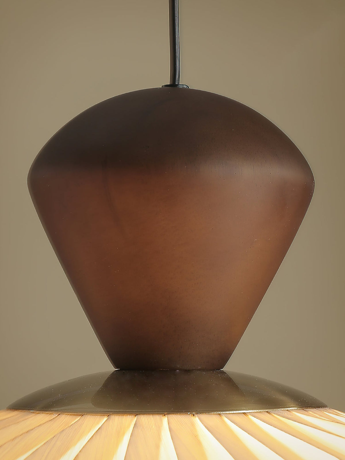Ovola Pleated Pendant Light – Modern Wood & Fabric Drum Shade