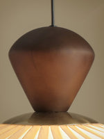Ovola Pleated Pendant Light – Modern Wood & Fabric Drum Shade