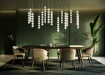 Pearl Drop Modern Glass Chandelier for Dining Room and Living Room