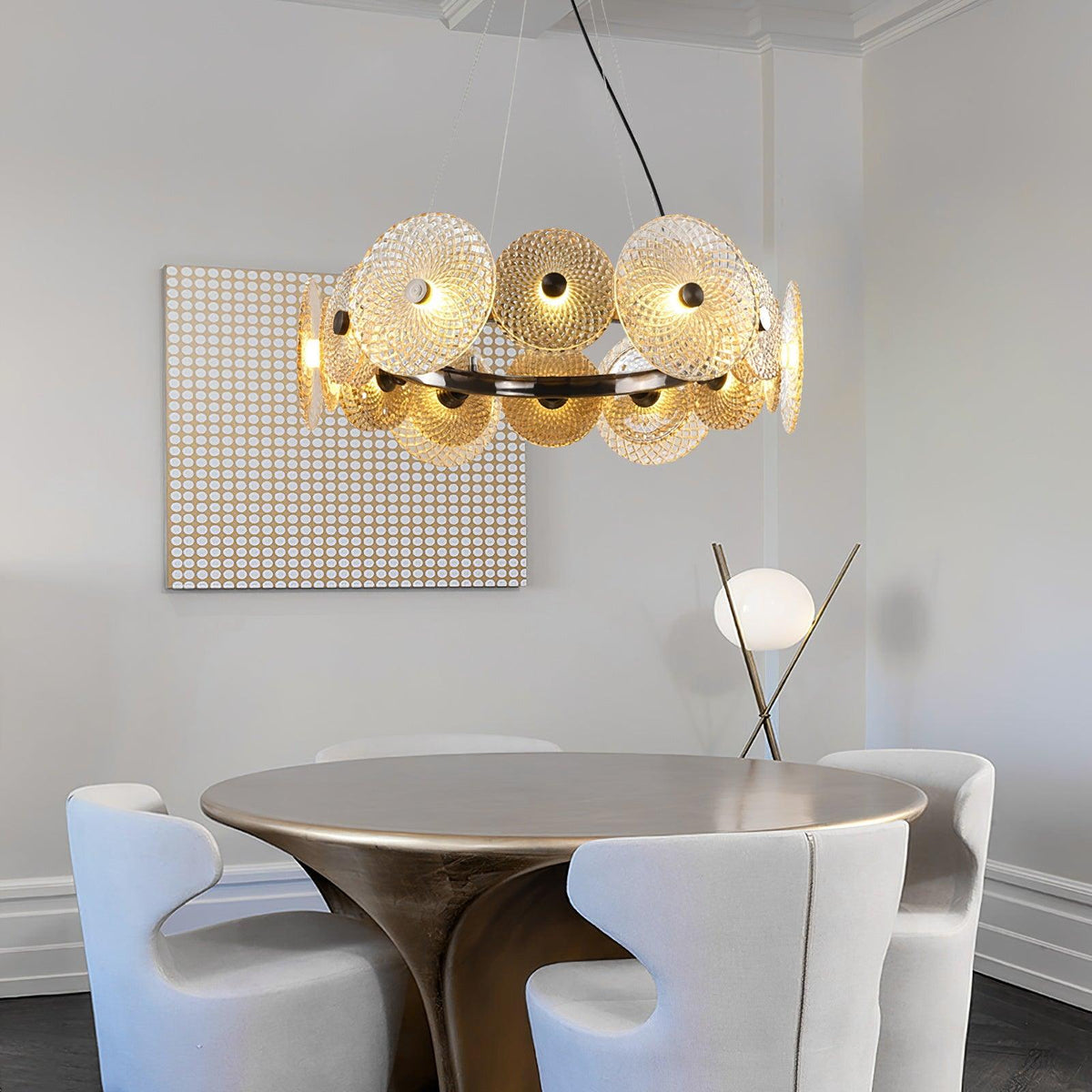 Paige Modern Crystal Glass Chandelier in Bronzed Iron for Dining Room and Foyer