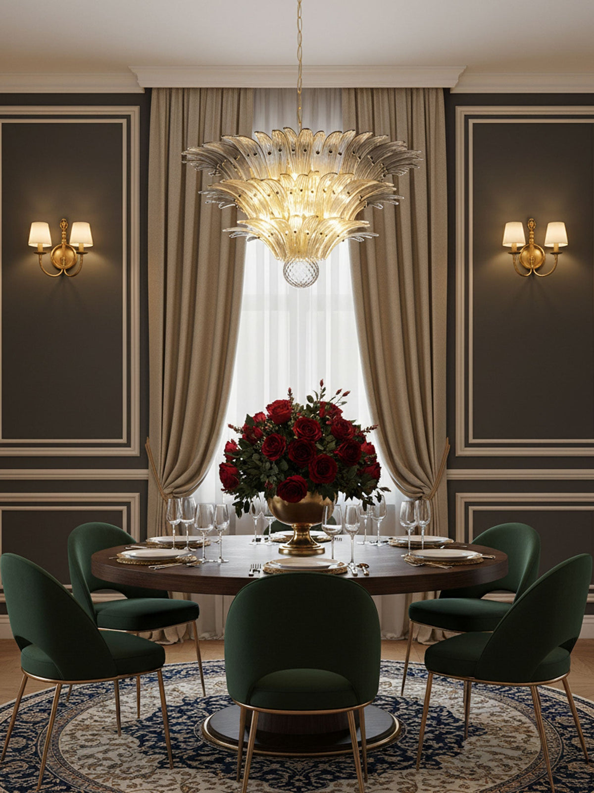 Palm Grove Glass Chandelier – Handcrafted Murano-Style Pendant Light for Dining & Living Rooms