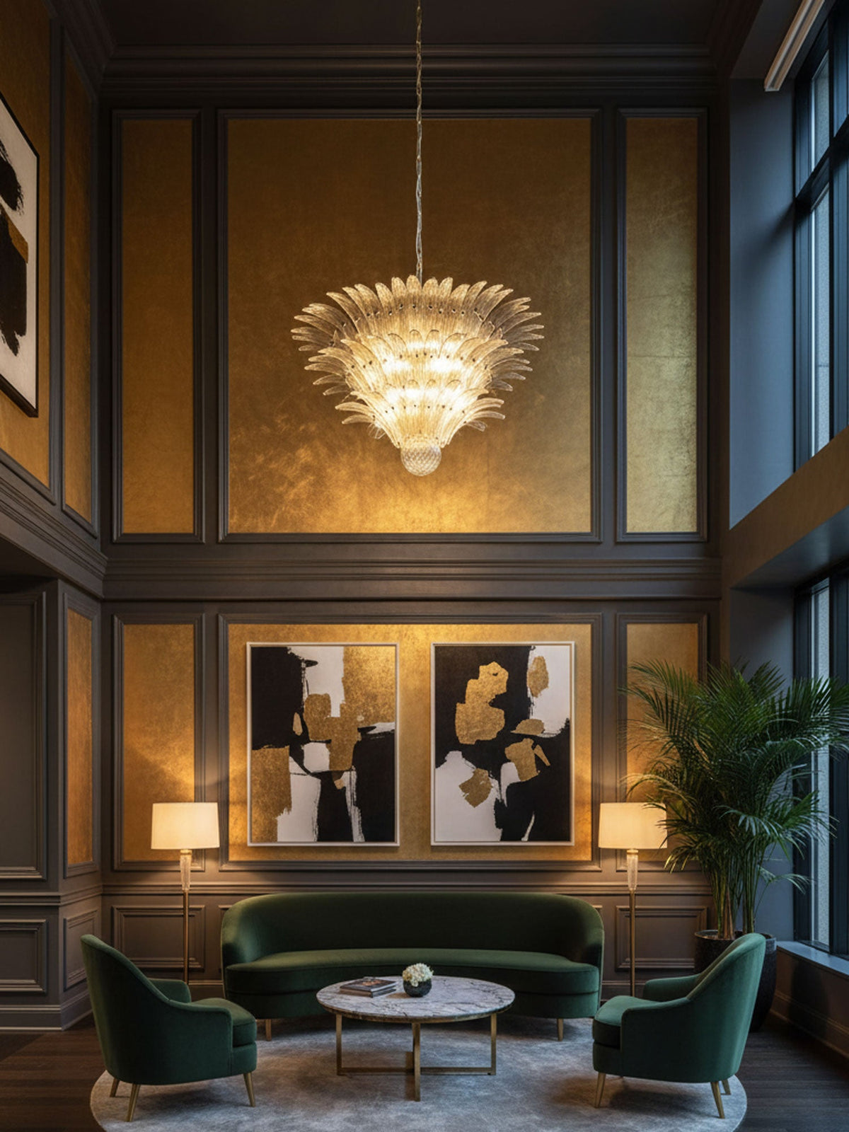 Palm Grove Glass Chandelier – Handcrafted Murano-Style Pendant Light for Dining & Living Rooms