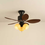 Palm Leaf Ceiling Fan Light with Frosted Globes, 32"