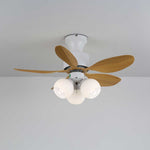 Palm Leaf Ceiling Fan Light with Frosted Globes, 32"