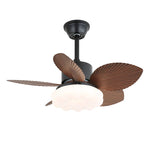 Palm Bloom Designer Ceiling Fan Light with LED, Wood Blades & Frosted Glass