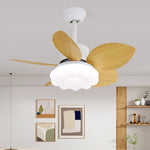 Palm Bloom Designer Ceiling Fan Light with LED, Wood Blades & Frosted Glass