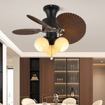 Palm Cove Breeze Ceiling Fan Light with Palm Leaf Blades and Amber Glass Shade