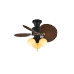 Palm Cove Breeze Ceiling Fan Light with Palm Leaf Blades and Amber Glass Shade