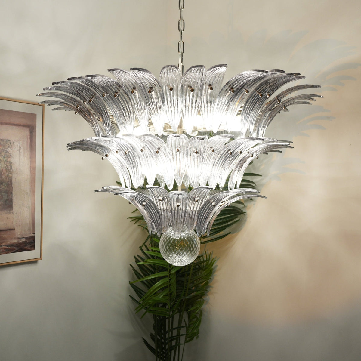 Palm Grove Glass Chandelier – Handcrafted Murano-Style Pendant Light for Dining & Living Rooms