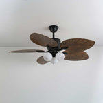 Palm Whisper Tropical Ceiling Fan with Light – 52-Inch Walnut Wood Grain, Remote Control