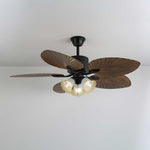 Palm Whisper Tropical Ceiling Fan with Light – 52-Inch Walnut Wood Grain, Remote Control