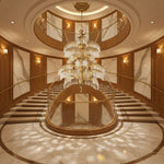 Palmera Brass Chandelier – Art Deco Crystal Palm Frond Light