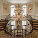 Palmera Brass Chandelier – Art Deco Crystal Palm Frond Light