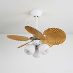 Palmera Bloom Ceiling Fan with Light, Coastal Leaf Blades & Scalloped Glass Shades