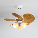 Palmera Bloom Ceiling Fan with Light, Coastal Leaf Blades & Scalloped Glass Shades
