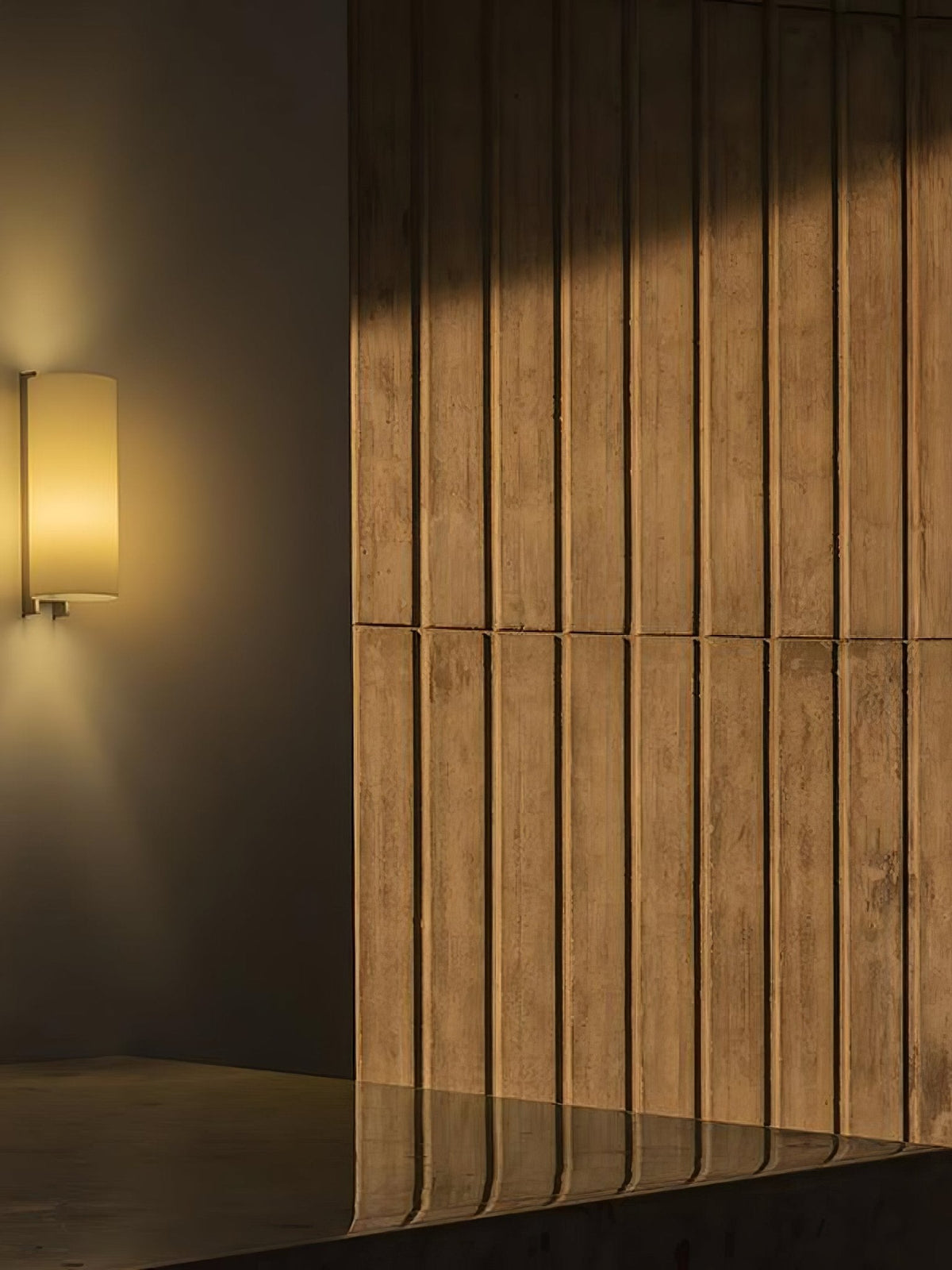 Papiro Fabric Wall Sconce with Wooden Mount – Modern Ambient Lighting