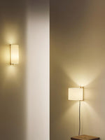 Papiro Fabric Wall Sconce with Wooden Mount – Modern Ambient Lighting