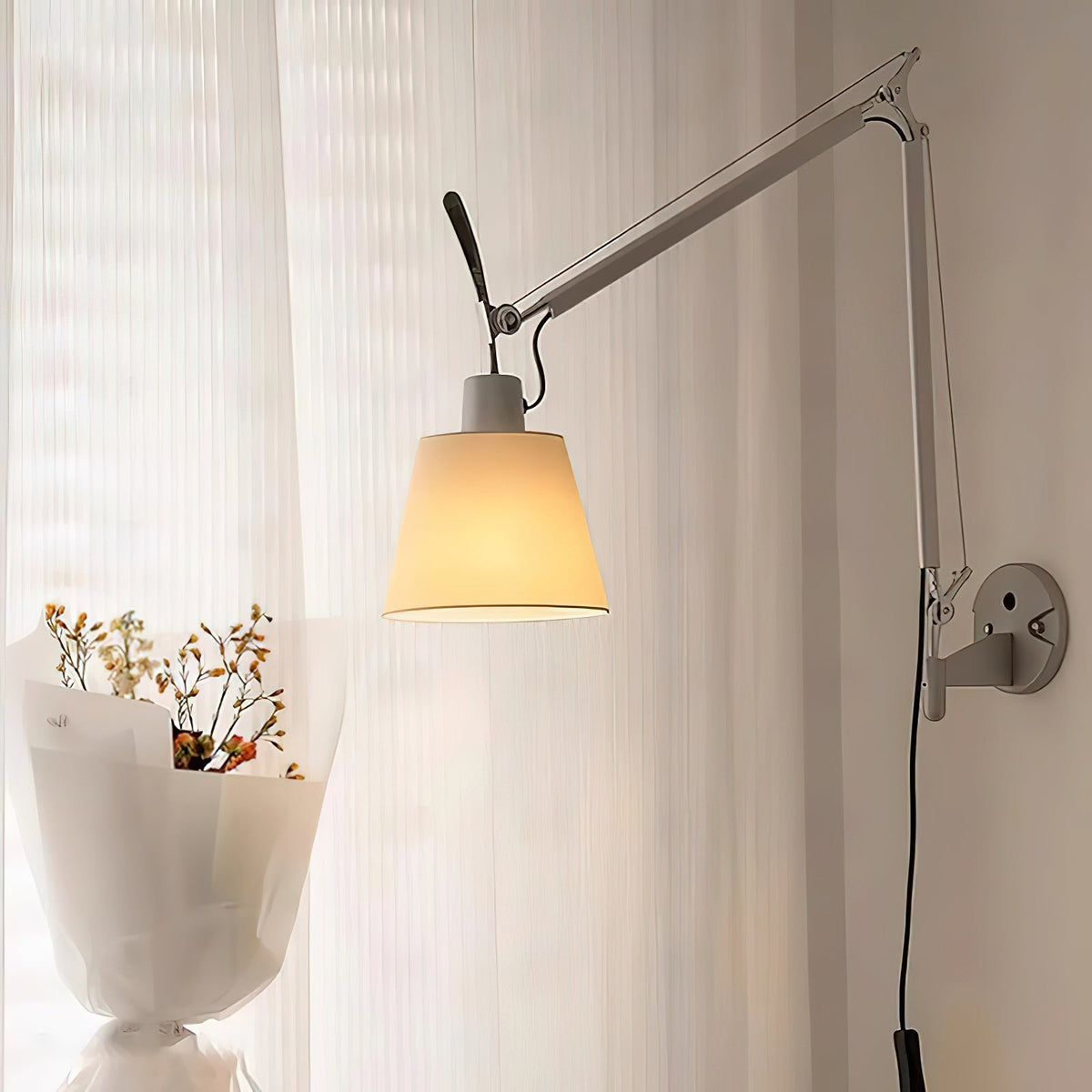 Swing Arm Bedside Wall Lamp For Bedroom