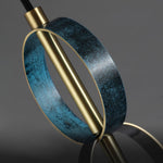 Parson Pendant Light in Blue Brass with Curved Glass Shade