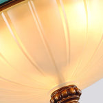 Pastoral Bowl Flush Mount Ceiling Light in Blue and White Glass