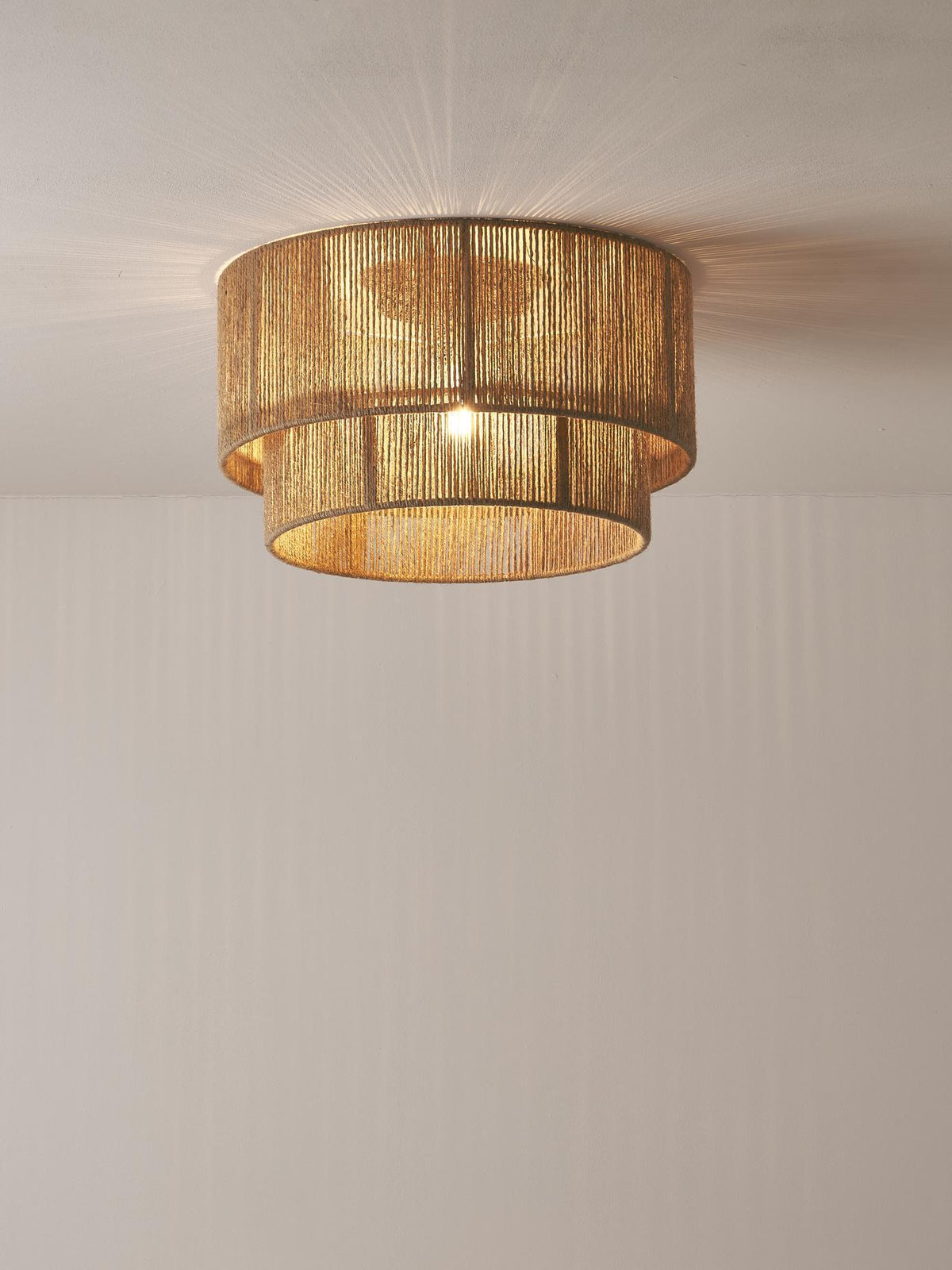 Patrici Woven Hemp Rope Ceiling Light, Modern Drum Shade Pendant for Living Room, Bedroom, Dining Room