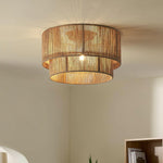 Patrici Woven Hemp Rope Ceiling Light, Modern Drum Shade Pendant for Living Room, Bedroom, Dining Room