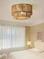 Patrici Woven Hemp Rope Ceiling Light, Modern Drum Shade Pendant for Living Room, Bedroom, Dining Room