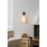 Helix Alabaster Wall Sconce in Bronze with Warm LED Light