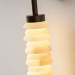 Helix Alabaster Wall Sconce in Bronze with Warm LED Light