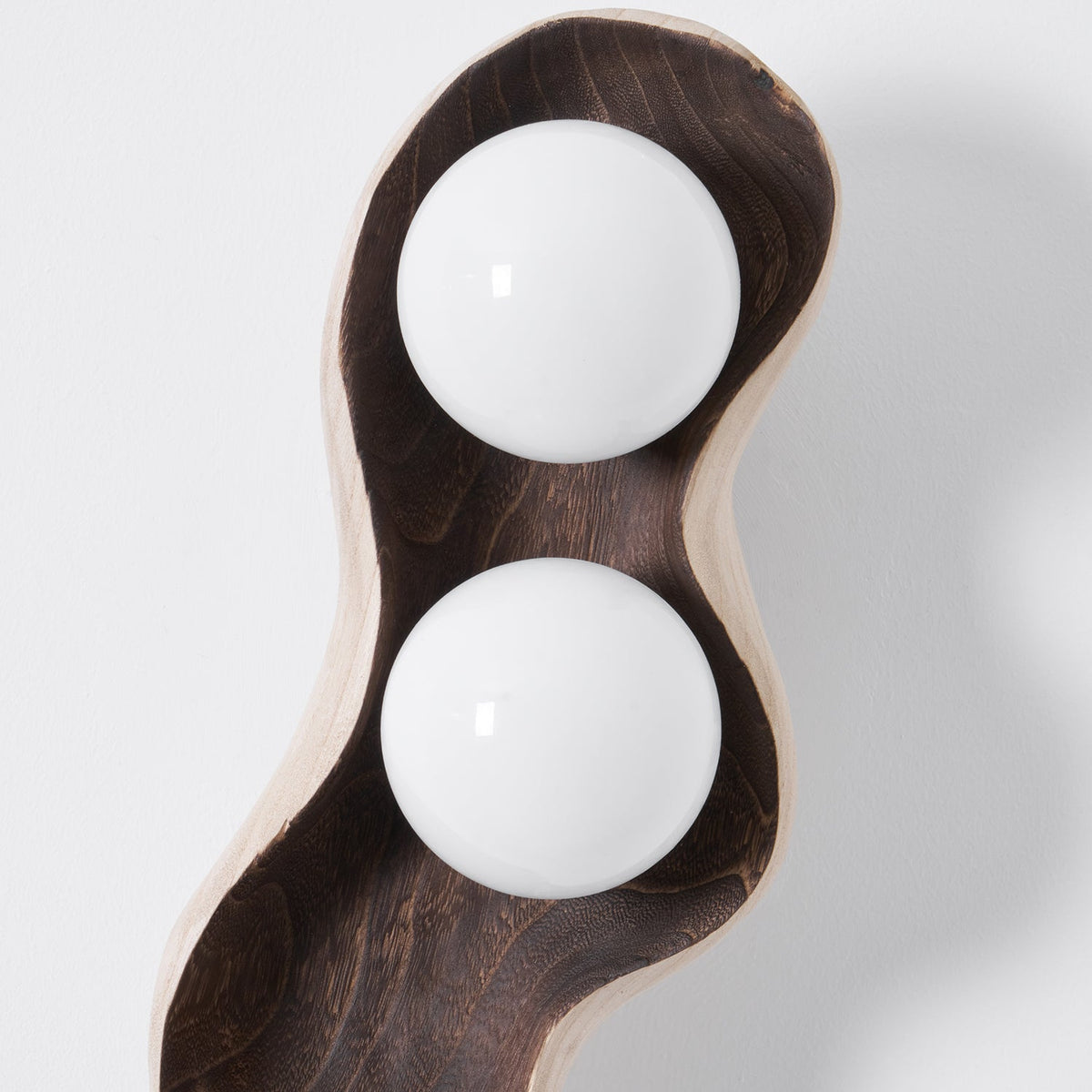 Dualis Rootlight Wall Sconce – Sculptural Walnut Wood & Opal Glass