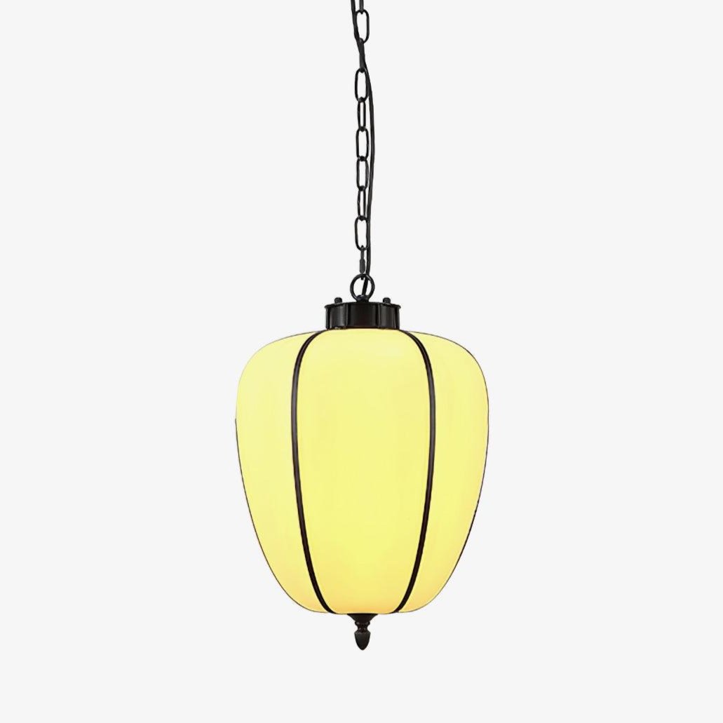 Peaches Outdoor Pendant Light – Alabaster & Metal LED Lantern