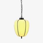 Peaches Outdoor Pendant Light – Alabaster & Metal LED Lantern