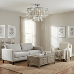 Pearl Shell Semi Flush Mount Ceiling Light, Layered Natural Shell Discs, Chrome Finish, 23.6"