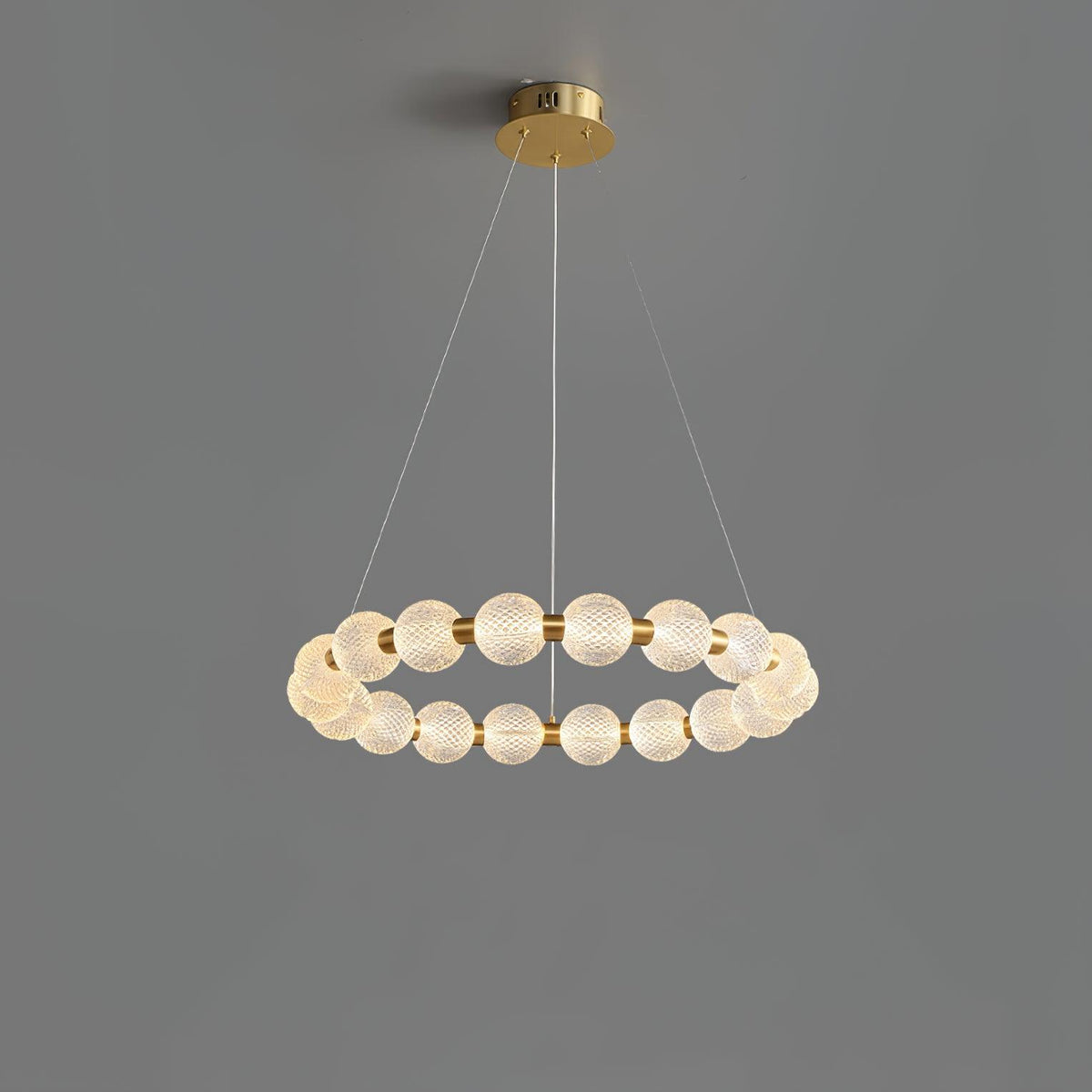 Pearl Brass Ring Chandelier – Modern Flush Mount Ceiling Light