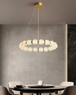 Pearl Brass Ring Chandelier – Modern Flush Mount Ceiling Light