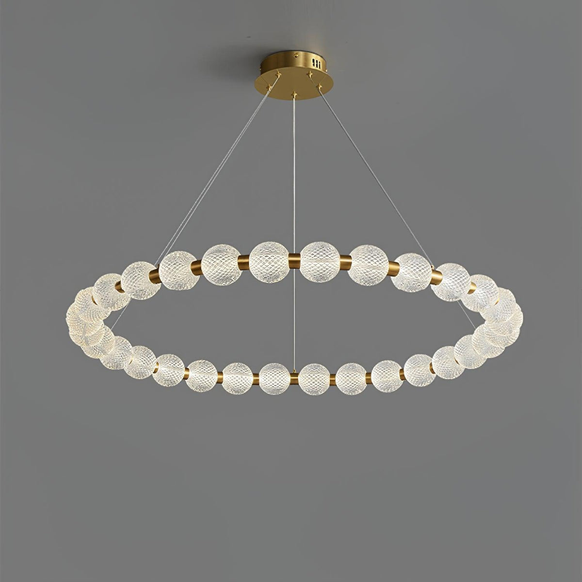 Pearl Brass Ring Chandelier – Modern Flush Mount Ceiling Light