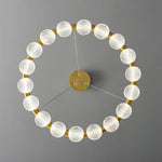 Pearl Brass Ring Chandelier – Modern Flush Mount Ceiling Light