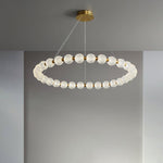 Pearl Brass Ring Chandelier – Modern Flush Mount Ceiling Light