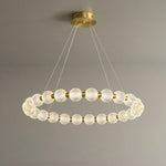 Pearl Brass Ring Chandelier – Modern Flush Mount Ceiling Light