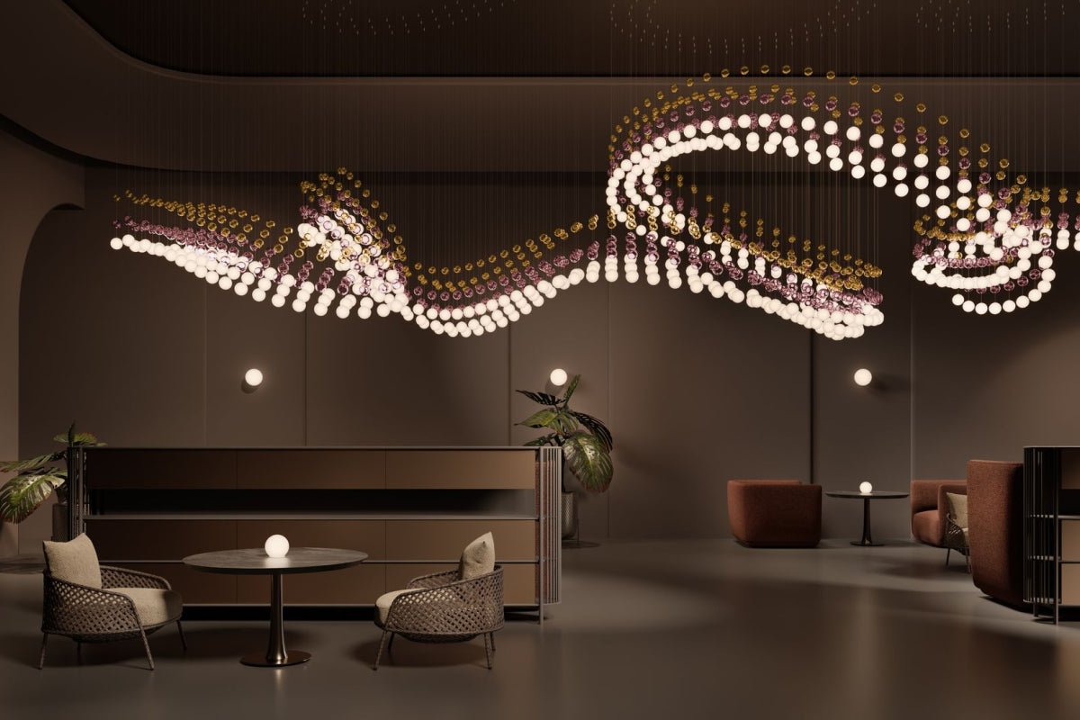 Pearl Curtain Crystal LED Chandelier – Modern Designer Hanging Light