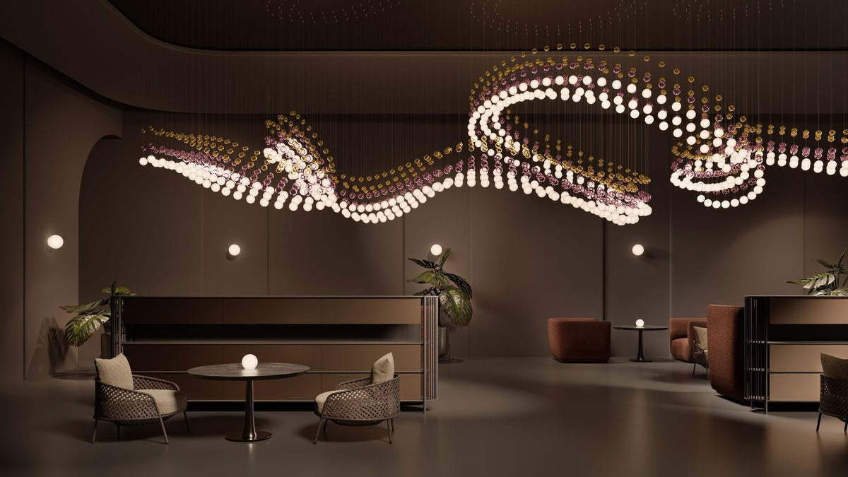 Pearl Curtain Crystal LED Chandelier – Modern Designer Hanging Light