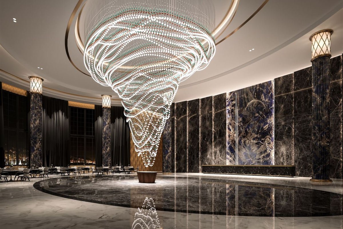 Pearl Curtain Crystal LED Chandelier – Modern Designer Hanging Light