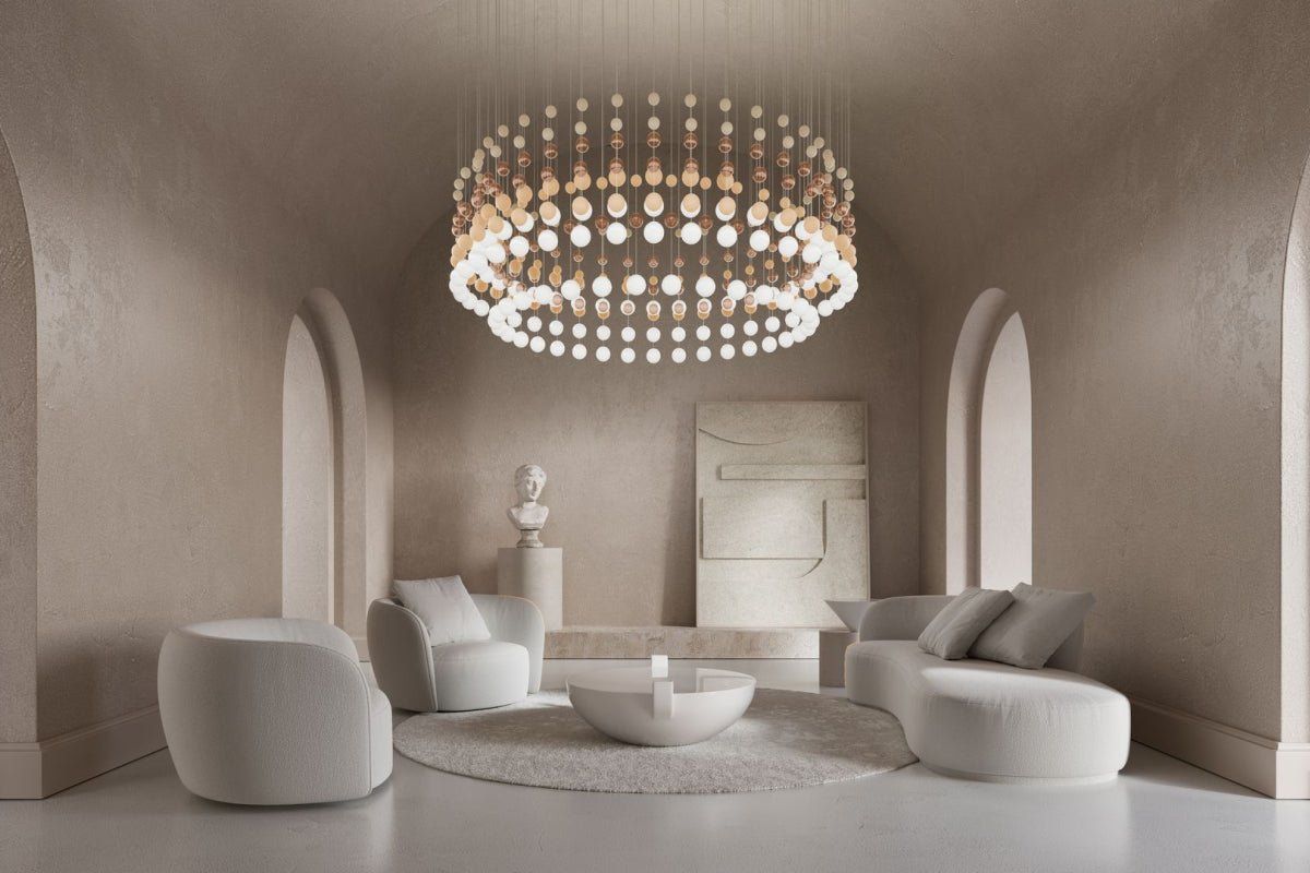 Pearl Curtain Crystal LED Chandelier – Modern Designer Hanging Light