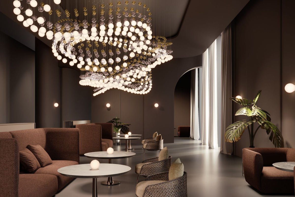 Pearl Curtain Crystal LED Chandelier – Modern Designer Hanging Light