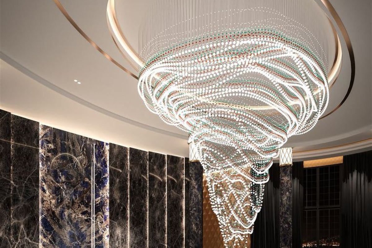 Pearl Curtain Crystal LED Chandelier – Modern Designer Hanging Light