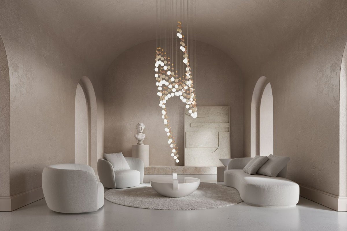 Pearl Curtain Crystal LED Chandelier – Modern Designer Hanging Light